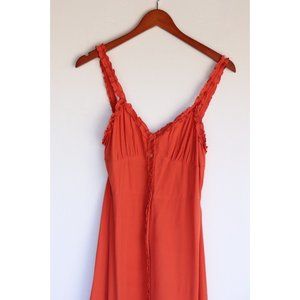 Wilfred Aritzia Women's Size US4 Small Orange Lealia Dress Ruffled Bustier Midi